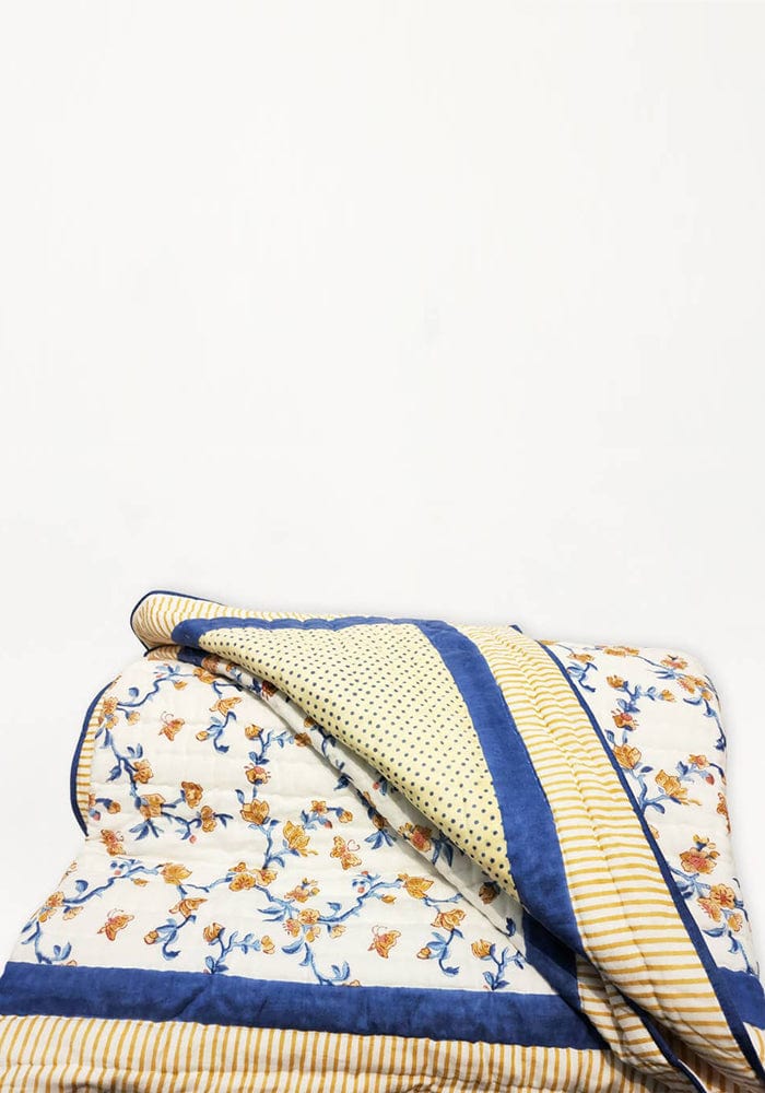 Soft Cotton Blue Cherry Blossom Quilt - Casa by Josephine Jenno