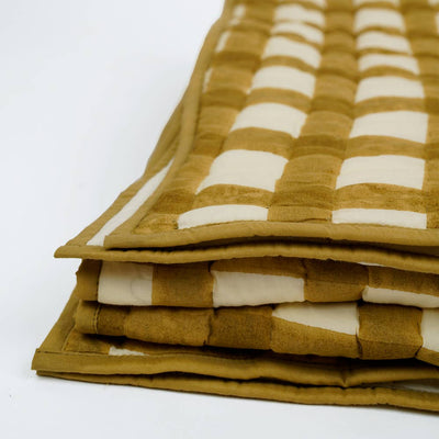 Soft Cotton Mustard Grid Quilt - Casa by Josephine Jenno
