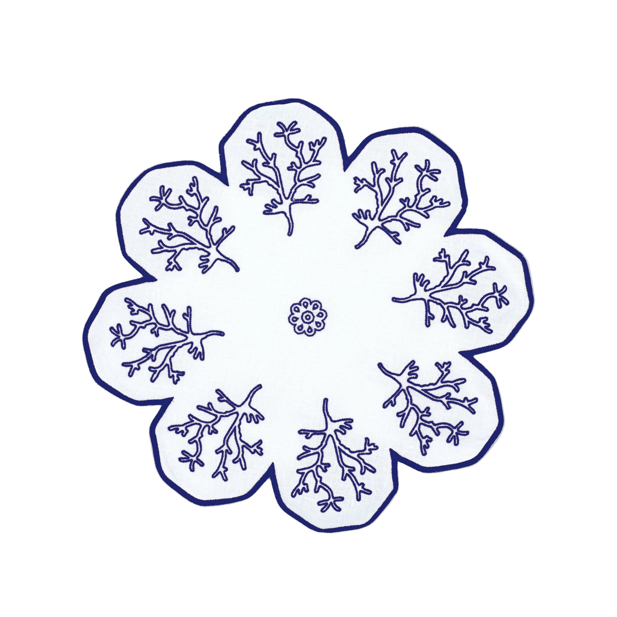 Blue Coral Placemat - Set of 2 - White Linen