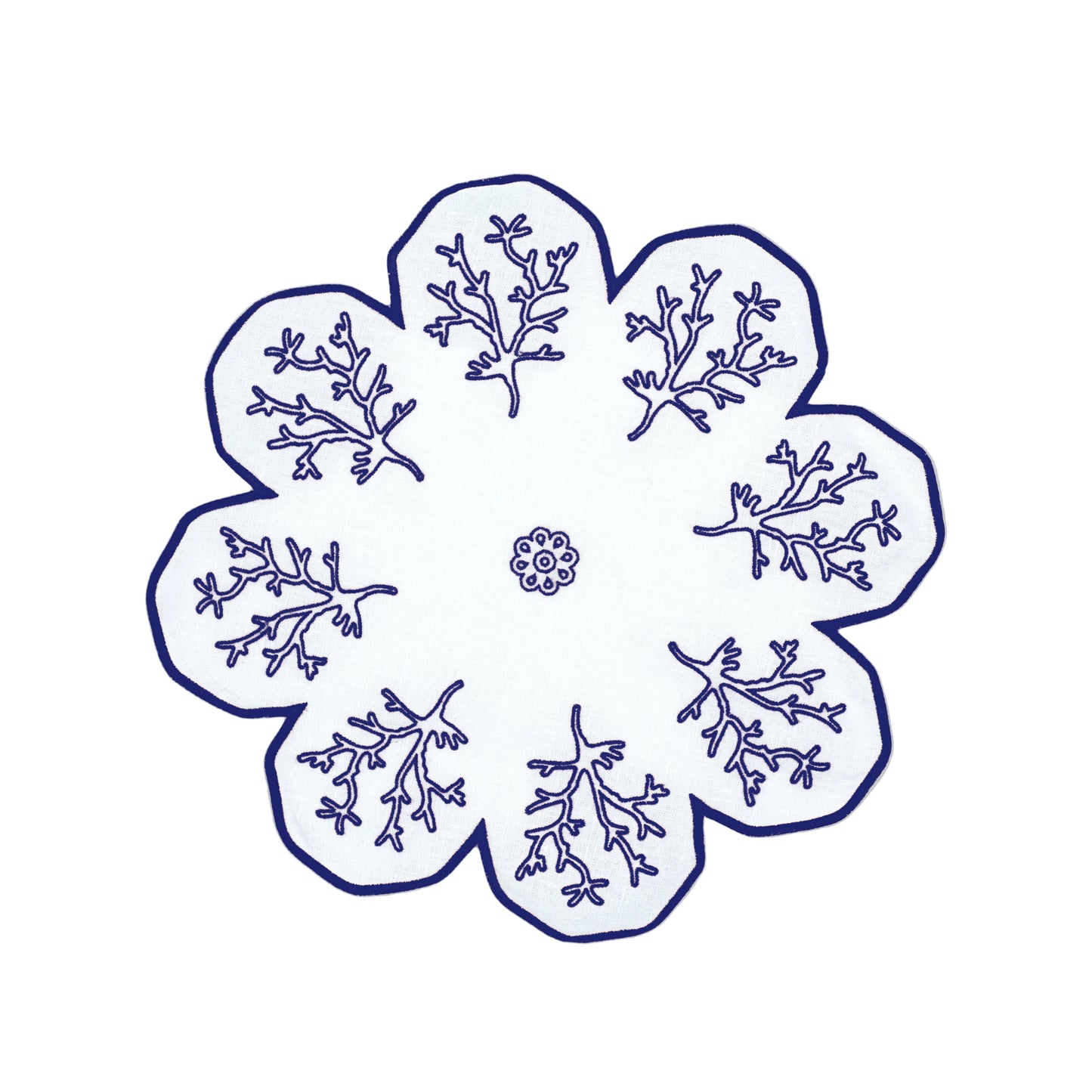 Blue Coral Placemat - Set of 2 - White Linen
