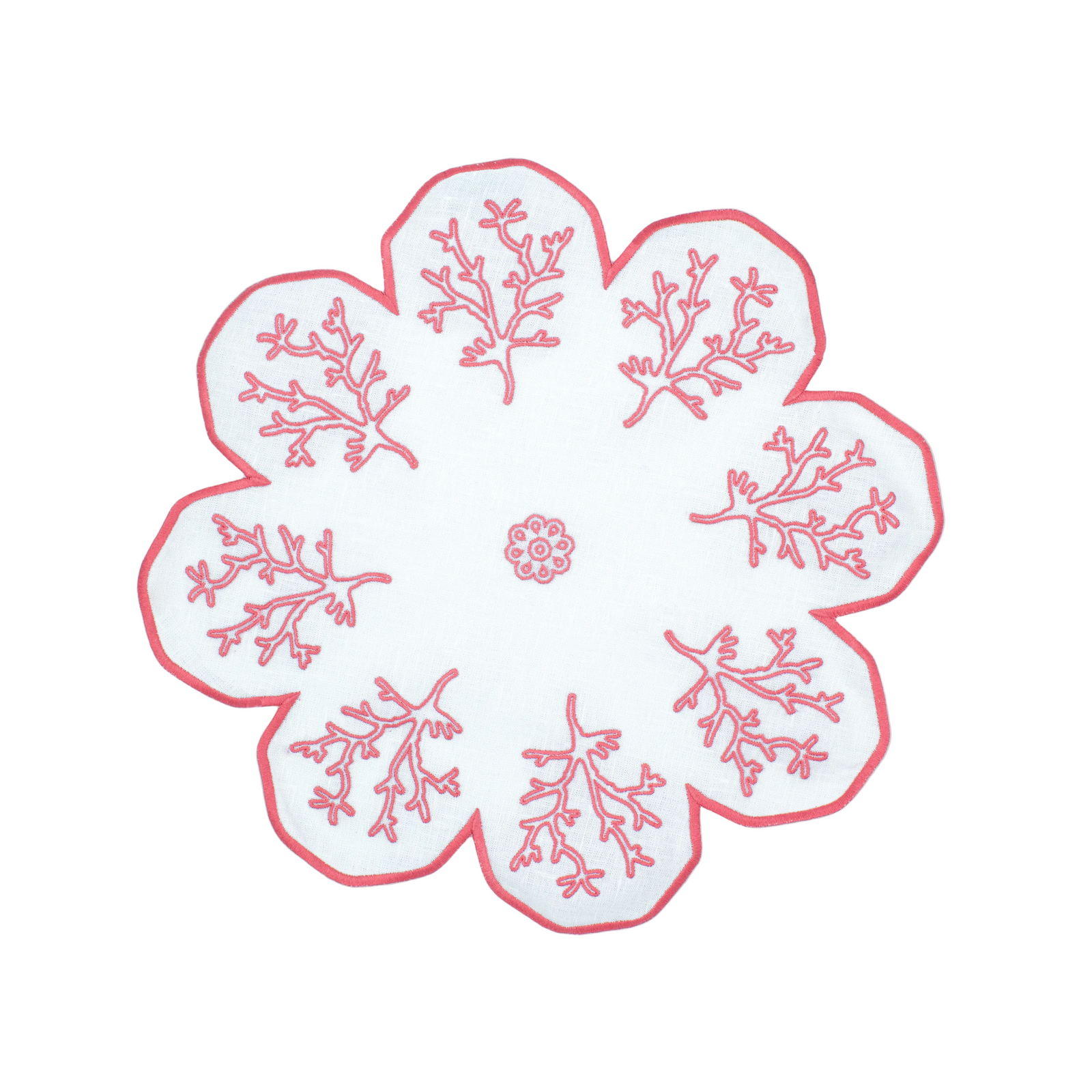 Pink Coral Placemat - Set of 2 - White Linen