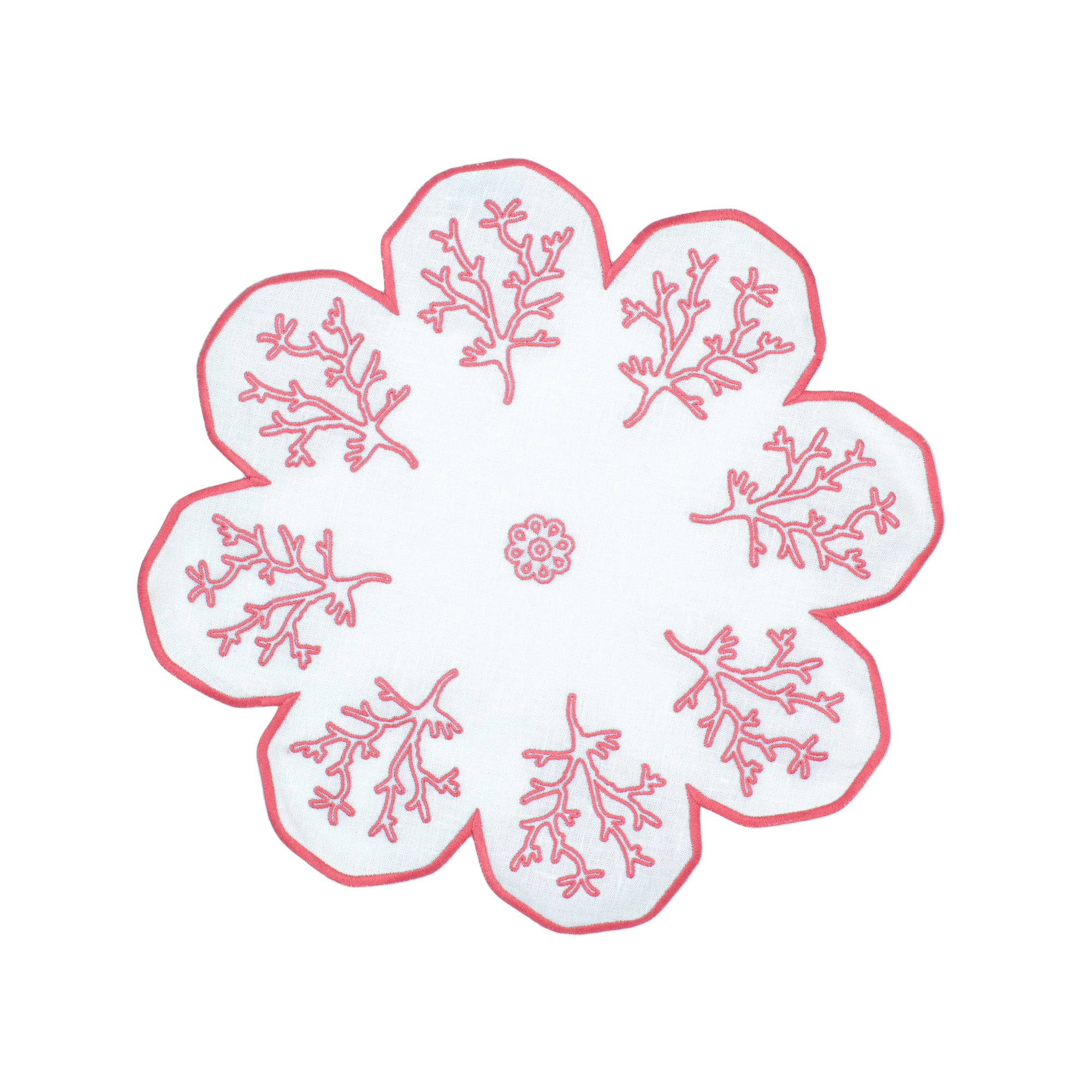 Pink Coral Placemat - Set of 2 - White Linen