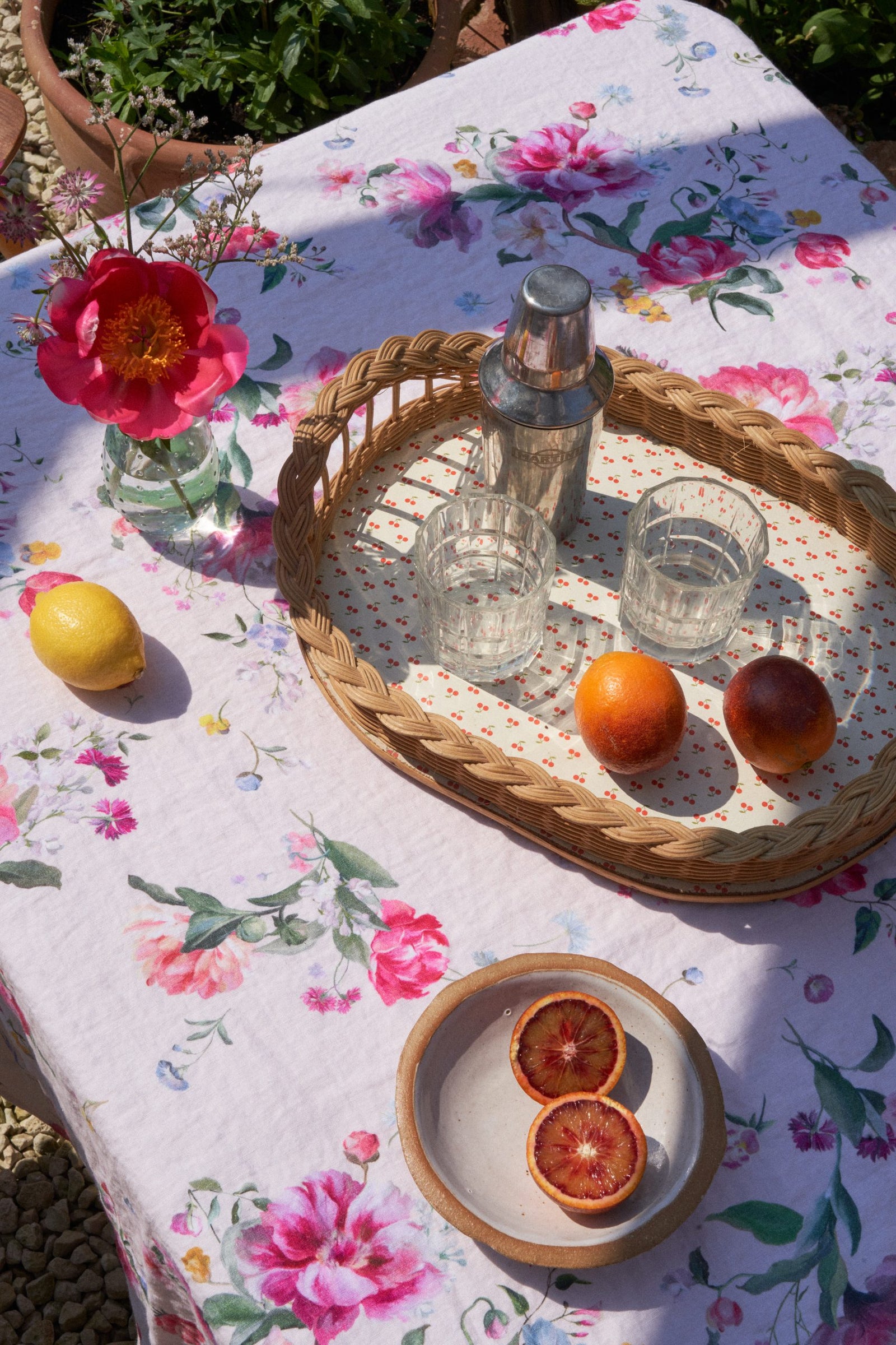 Peony Bloom Linen Tablecloth