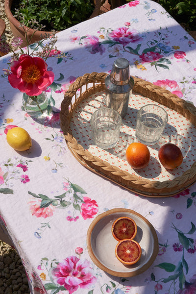 Peony Bloom Linen Tablecloth