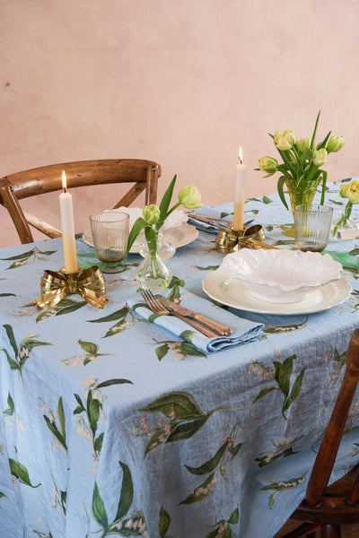 Table cloth printed with lily of the valley floral