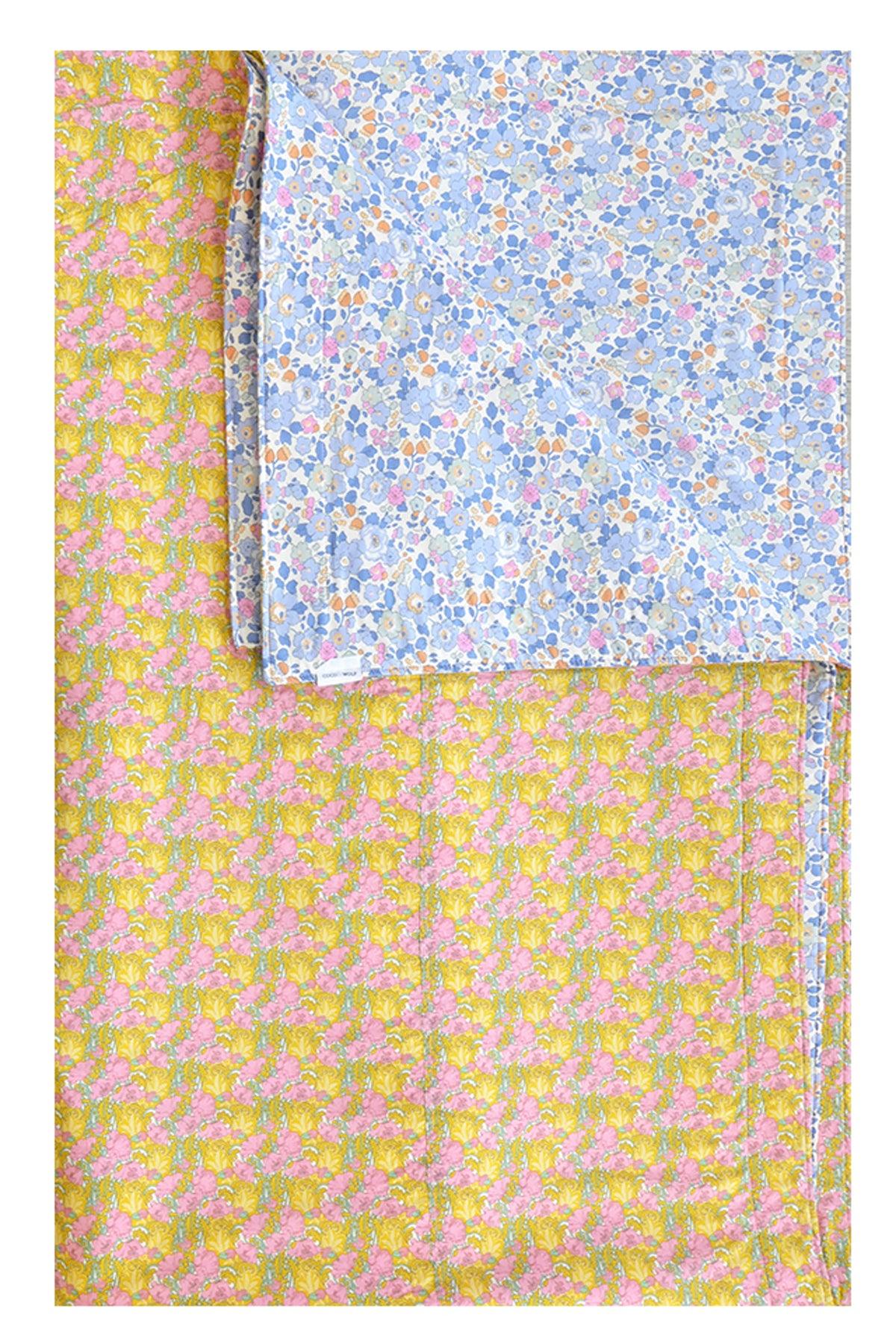 Reversible Stitch Border Bedspread made with Liberty Fabric BETSY & CLEMENTINA - Coco & Wolf