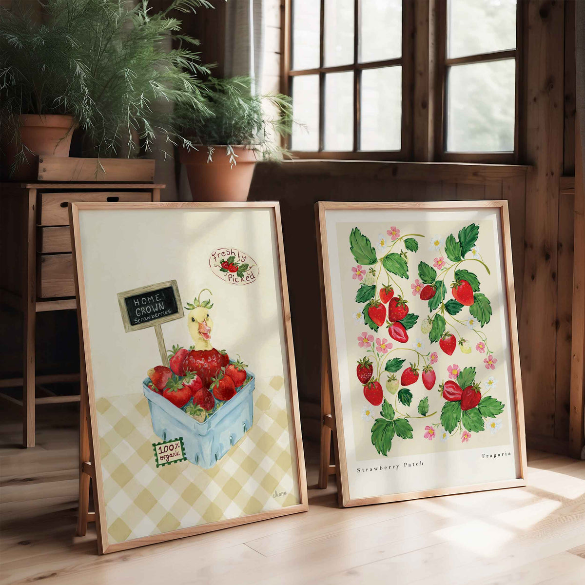 Paired with strawberry patch art print 