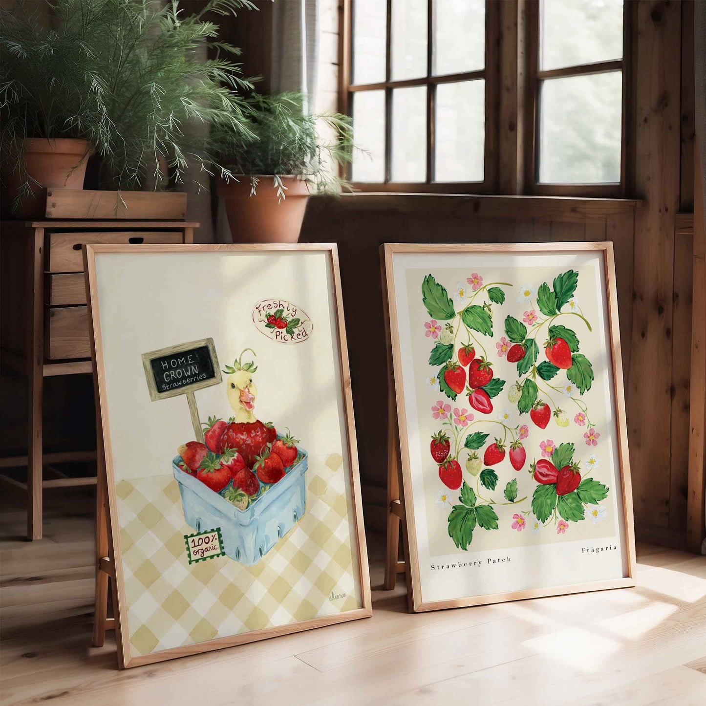 Paired with strawberry patch art print 