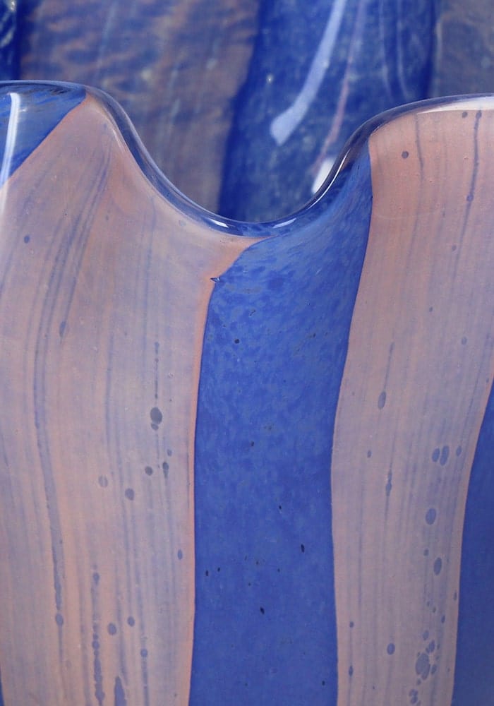 Striped Scalloped Blue and Pink Glass Vase - Casa by Josephine Jenno