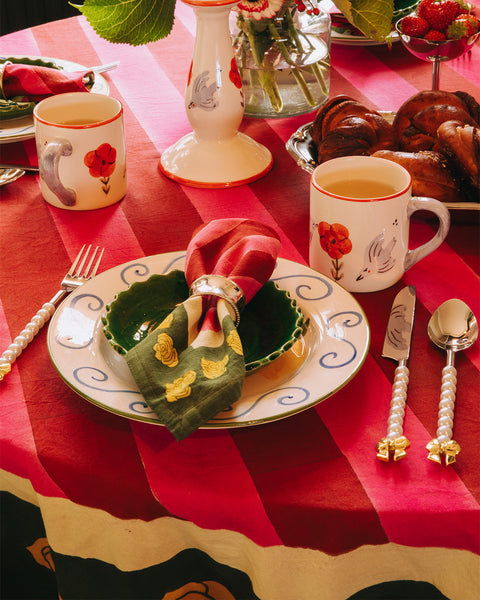 Stripes and Roses Tablecloth