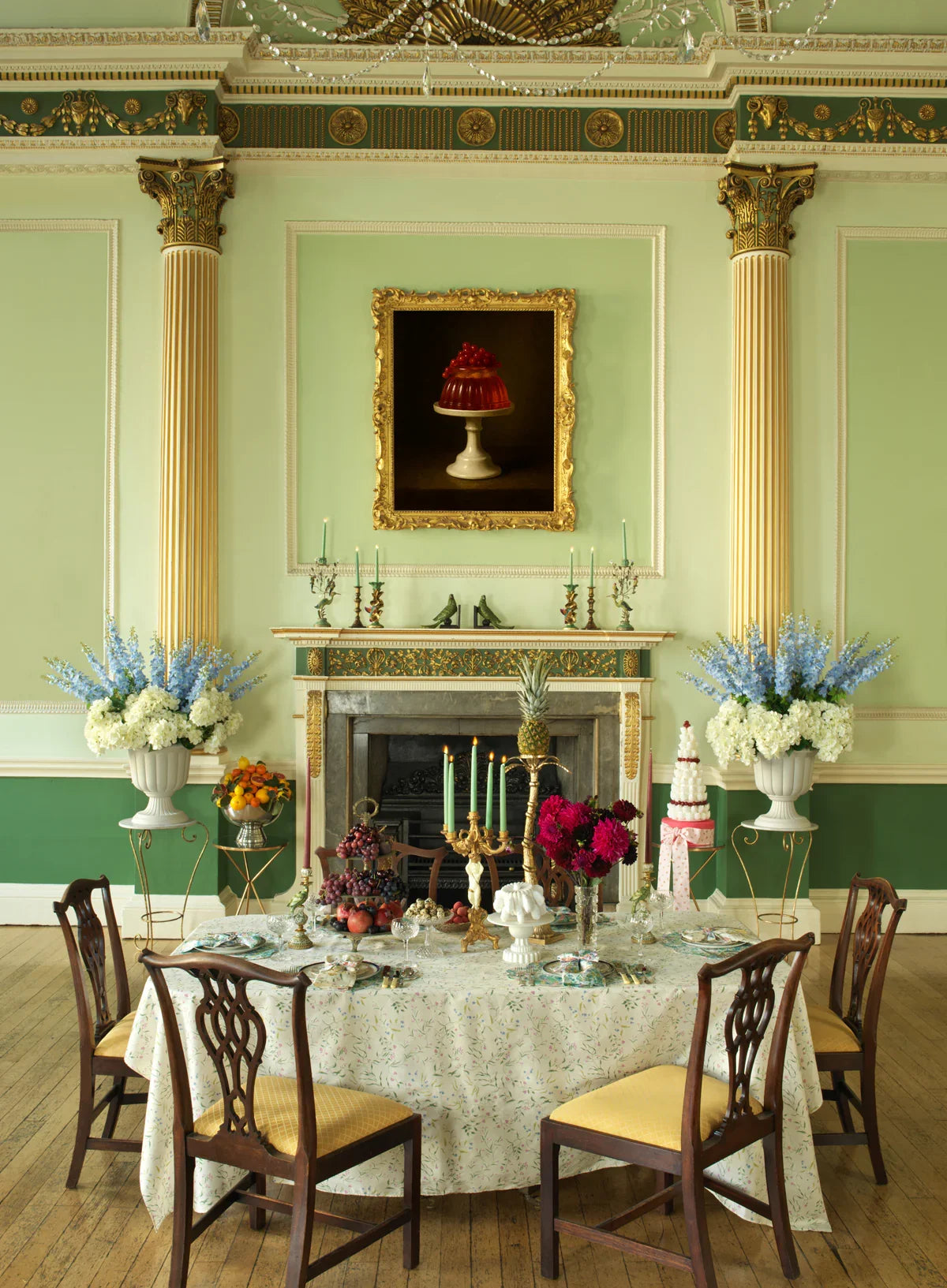 Stitch Edge Tablecloth Runner made with Liberty Fabrics & Bridgerton Regal Blosson Green