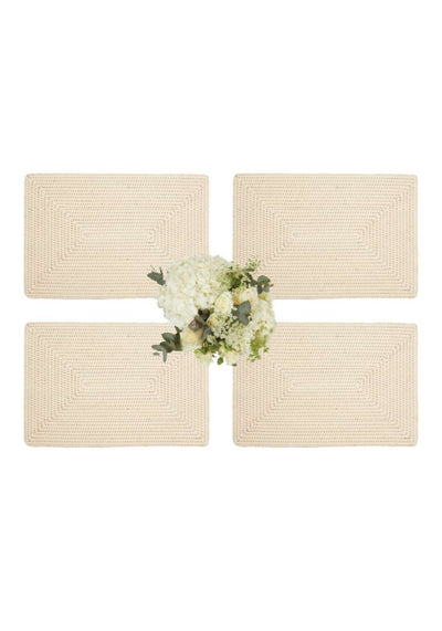 Surrey Rattan Rectangles Placemat - Sand Colour set of 4 - Casa by Josephine Jenno