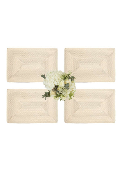 Surrey Rattan Rectangles Placemat - Sand Colour set of 4 - Casa by Josephine Jenno