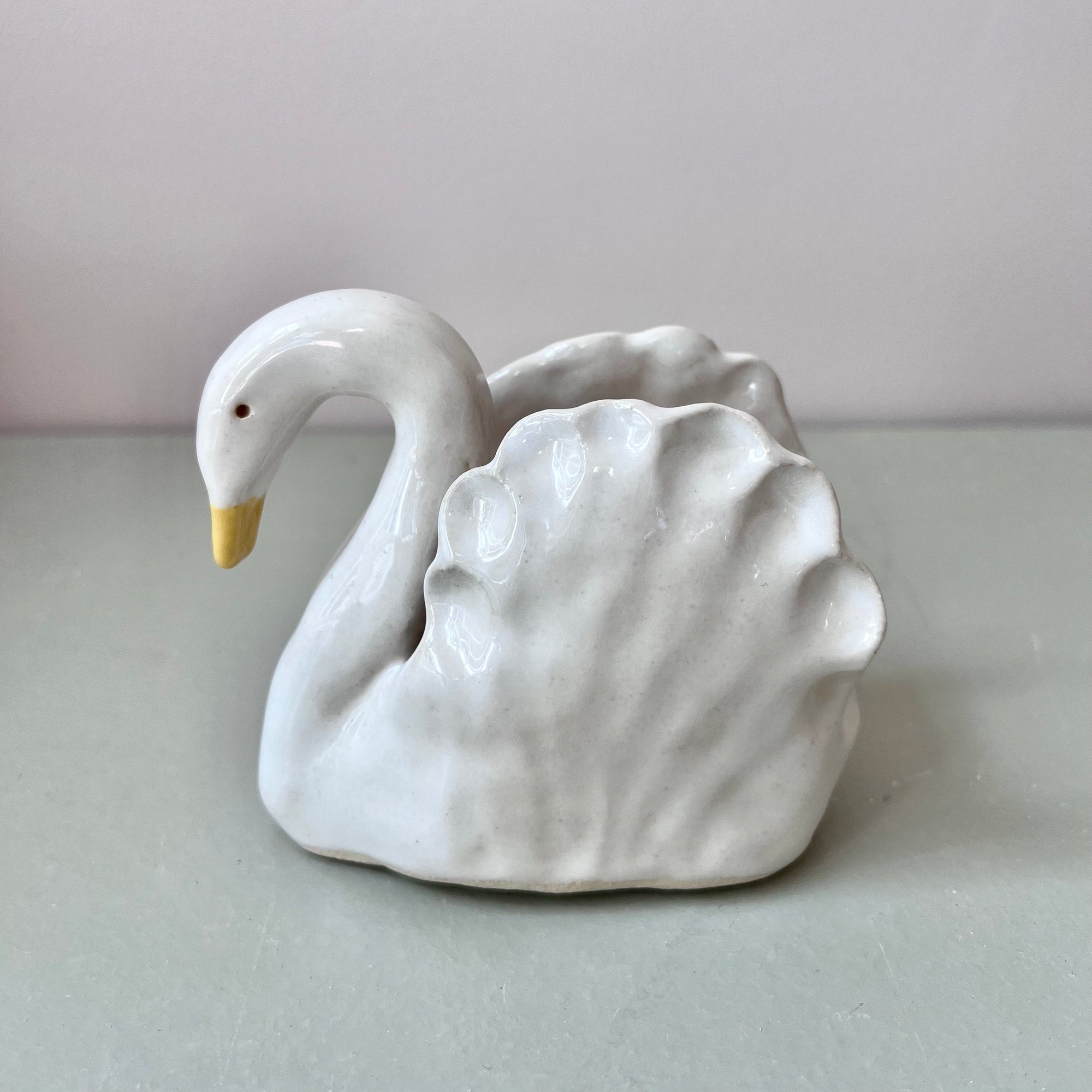 Handmade White Ceramic Small Swan Vase