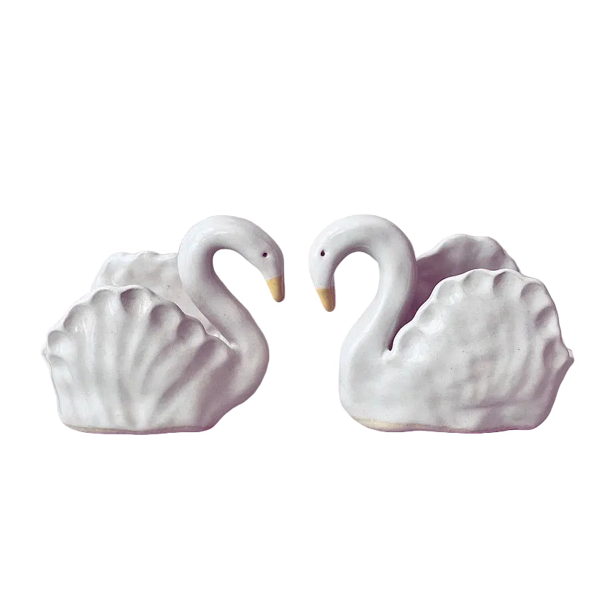 Handmade White Ceramic Small Swan Vase