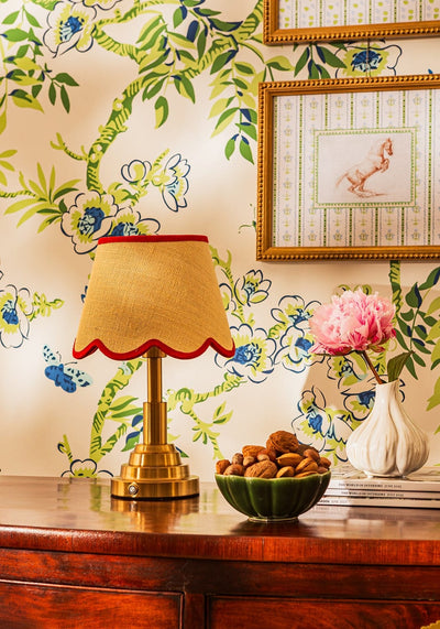 Sweet Red Trim Scalloped Lampshade - Casa by Josephine Jenno