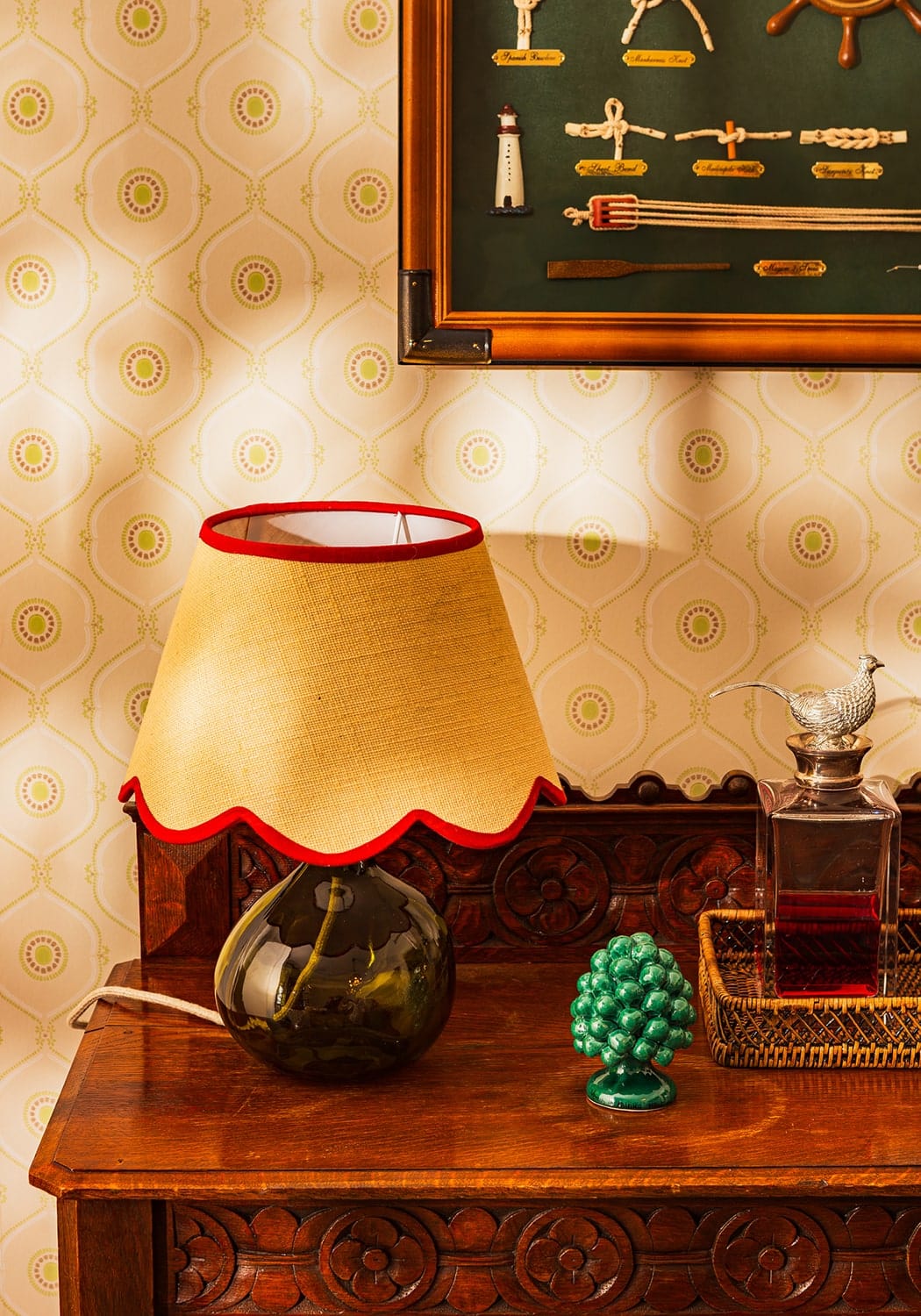 Sweet Red Trim Scalloped Lampshade - Casa by Josephine Jenno