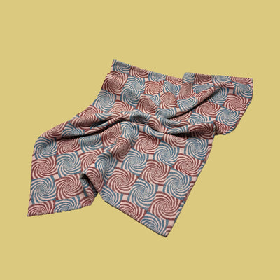 blue, red and pink cotton dish towel / tea towel with geometric border pattern, made in portugal, designed in sweden