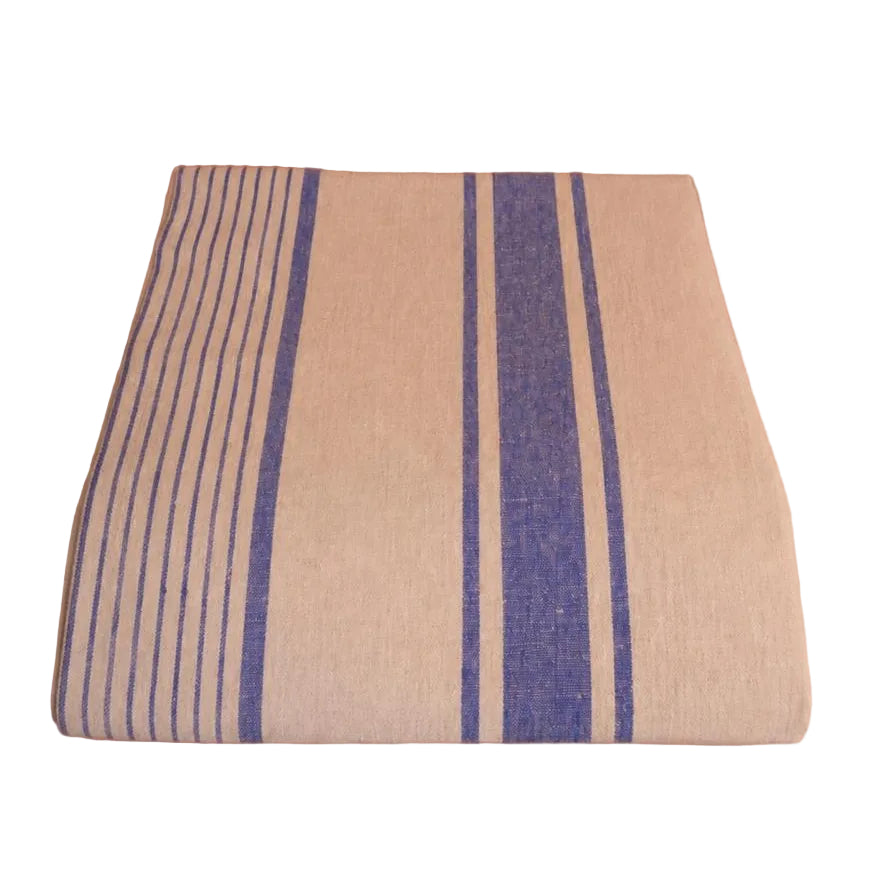 Amelia Linen Tablecloth, Blue Stripe