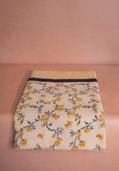 Block Printed Linen Tablecloth