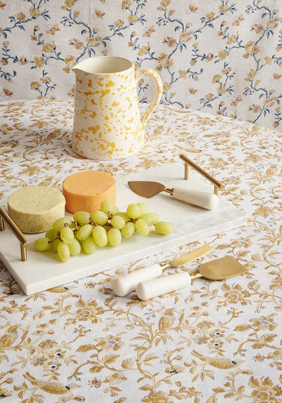 Block Printed Rectangular Linen Tablecloth