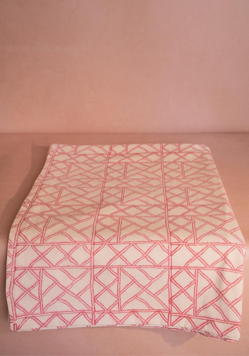 Lily's Pink Bamboo Lattice Tablecloth