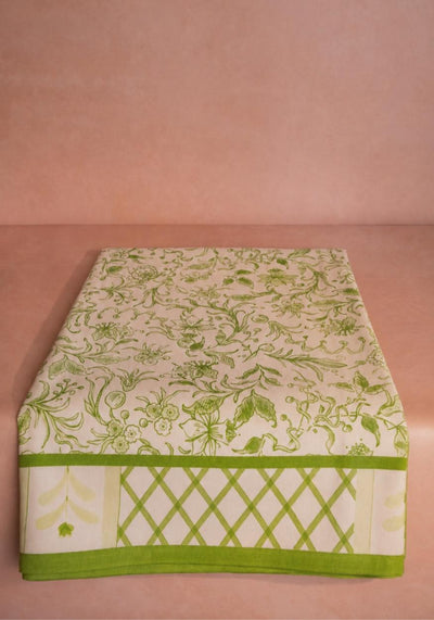 Tablecloth Pretty Meadow Green Floral Cotton Tablecloth