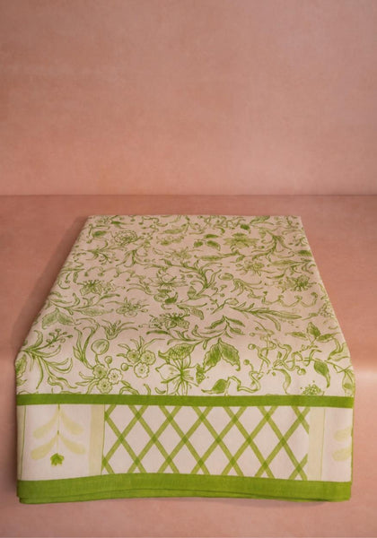 Tablecloth Pretty Meadow Green Floral Cotton Tablecloth