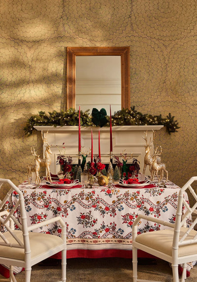 Sommerset Scroll Red Cotton Tablecloth