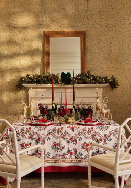 Sommerset Scroll Red Cotton Tablecloth