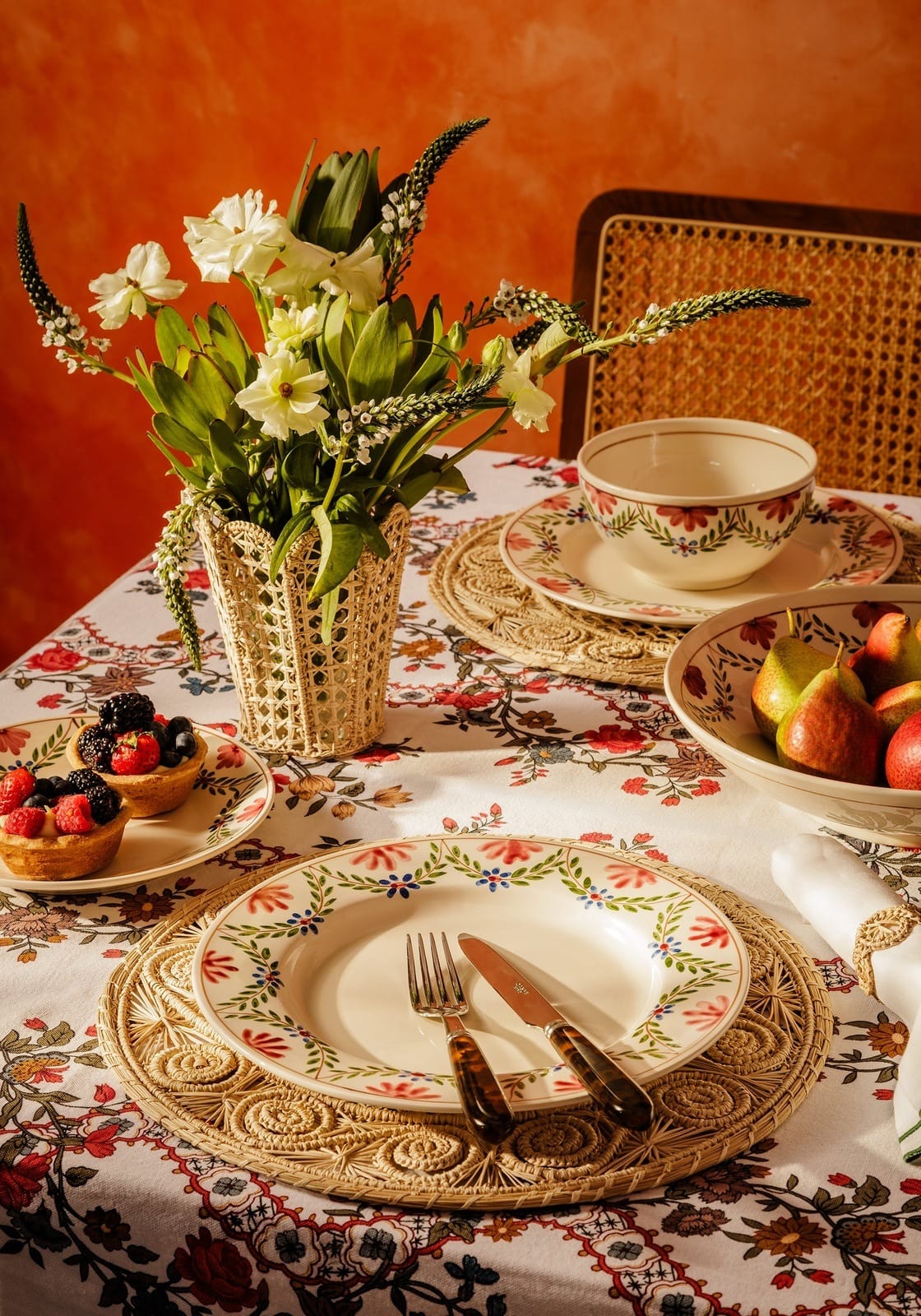 Tablecloth Sommerset Scroll Red Cotton Tablecloth