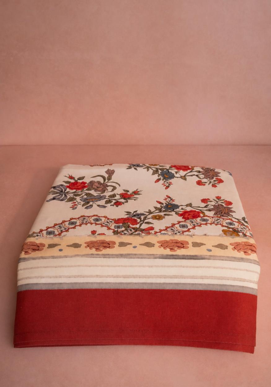 Tablecloth Sommerset Scroll Red Cotton Tablecloth