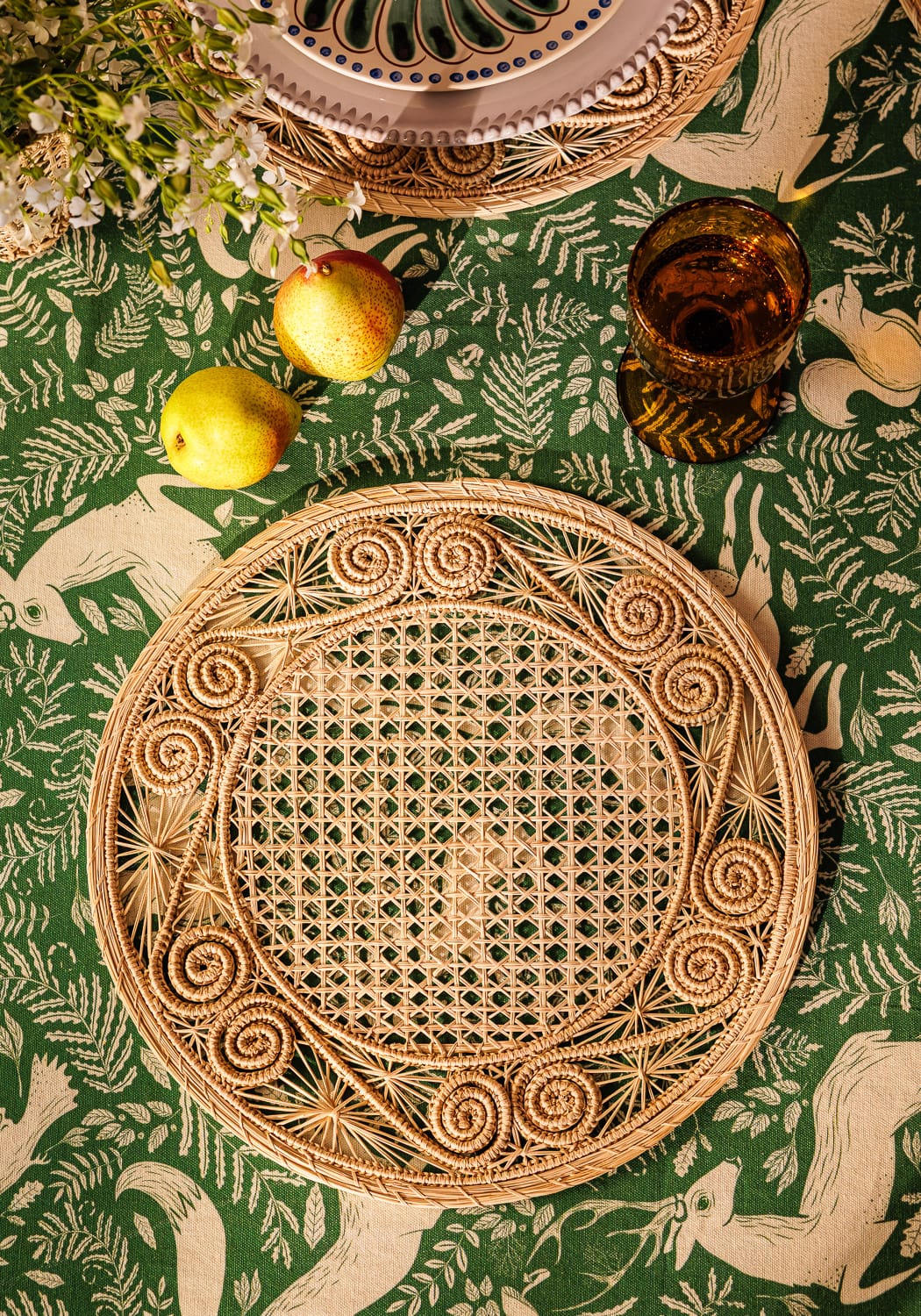 The Wycliffe Woodland Green Cotton Tablecloth