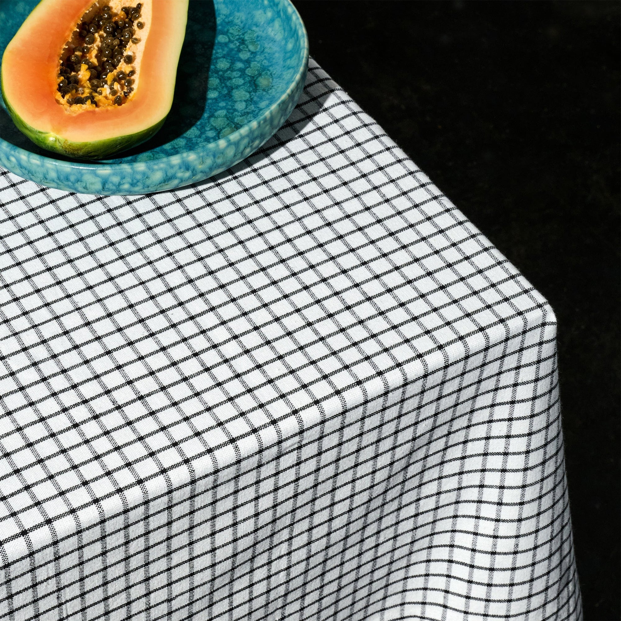 Block Cotton Tablecloth, Black and White