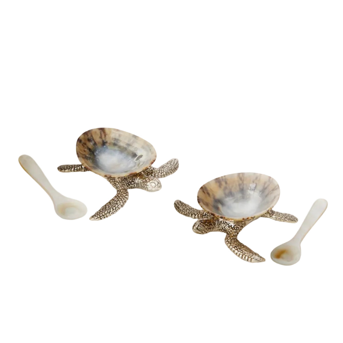 Tableware New Born Turtle Salt Cellar and Pepper Pots with Spoons - Pair