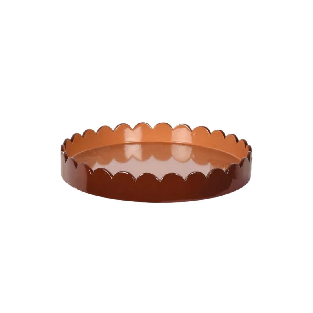 Alice Round Brown Scalloped Tray, Ø 30 cm