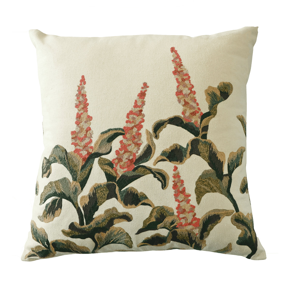 Hand Embroidered Silk Pillow Cover  20" x 20"