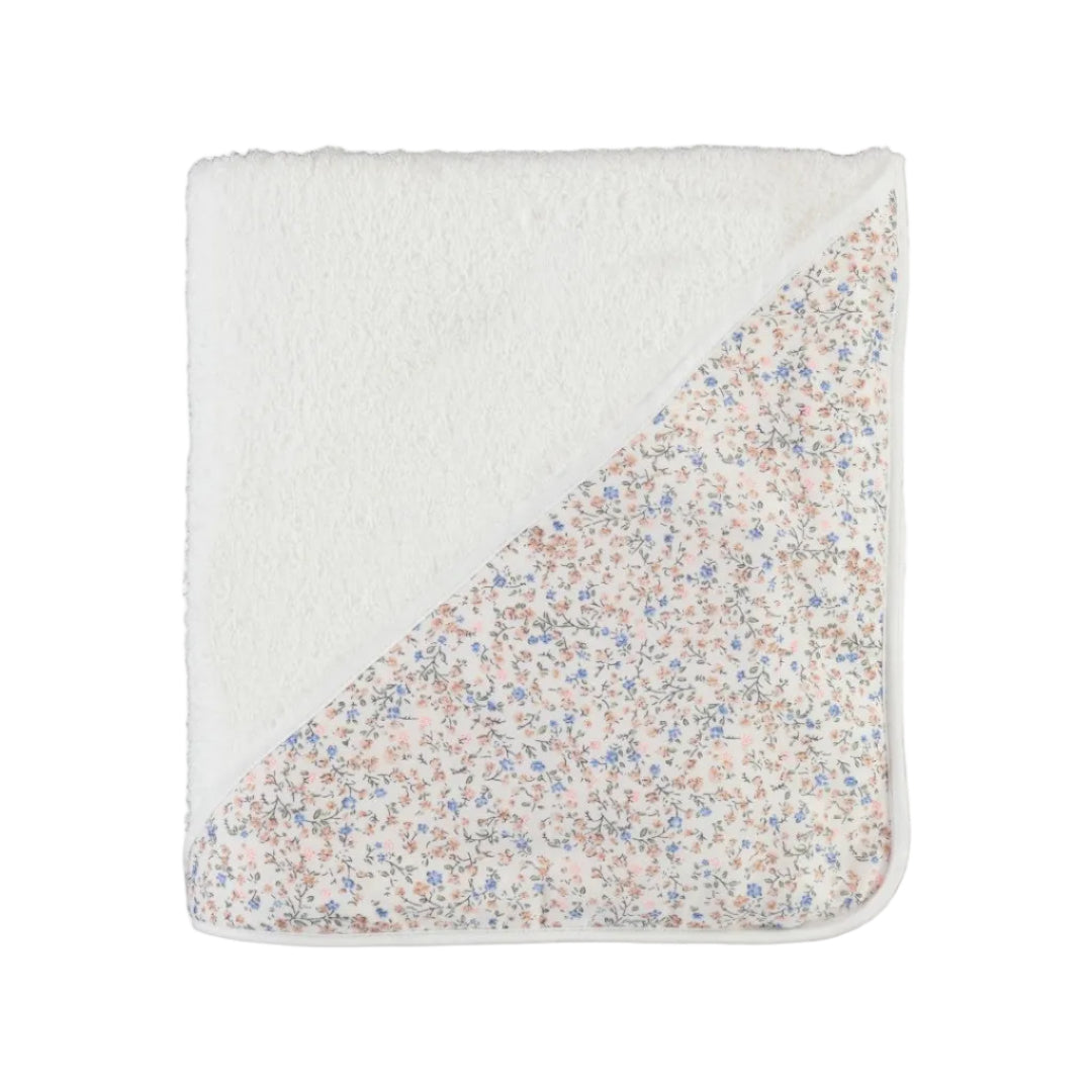 Floral Baby Bath Towel, White