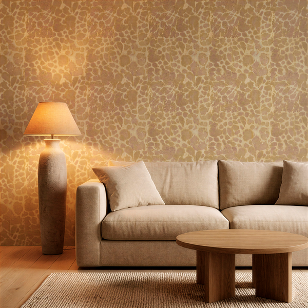 Cape Greco wallpaper in Rattan in cosy modern living room