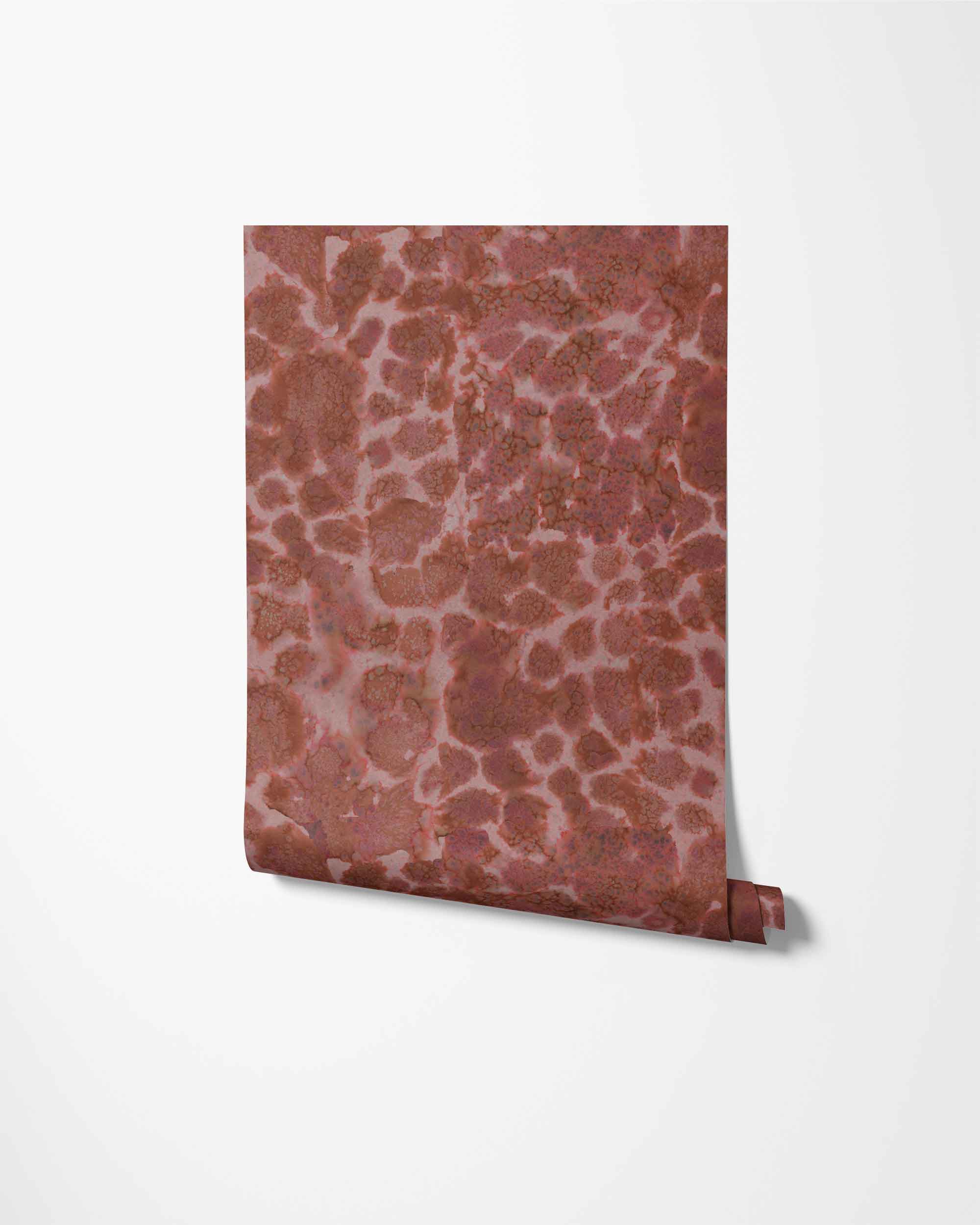 Abstract watercolor wallpaper roll in rust red