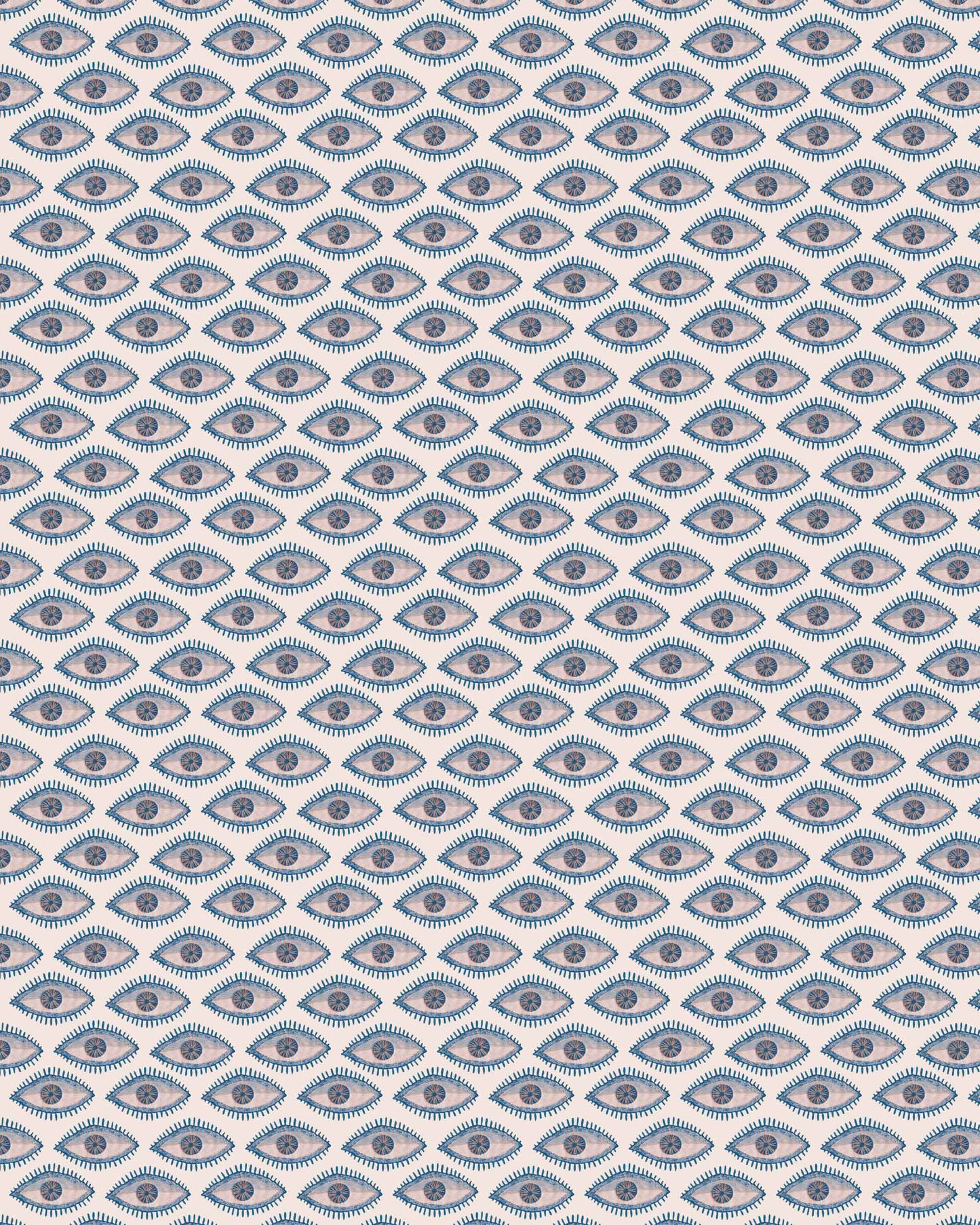Close-up detail of Mati blue wallpaper by Thalia Botsari