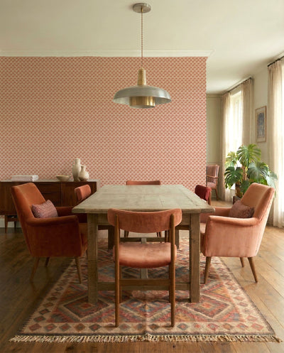 Mati brown wallpaper in a cosy eclectic living room