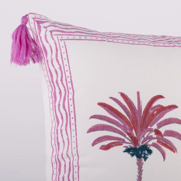 Tropical Hand Printed Cotton Cushion - Palm Tree