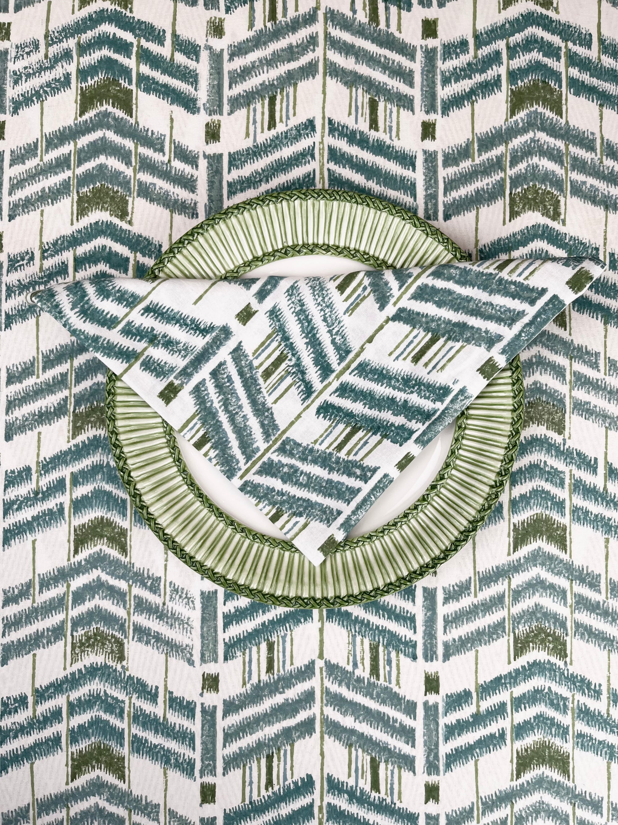‘The Ikat’ Napkin Set - Blue Green