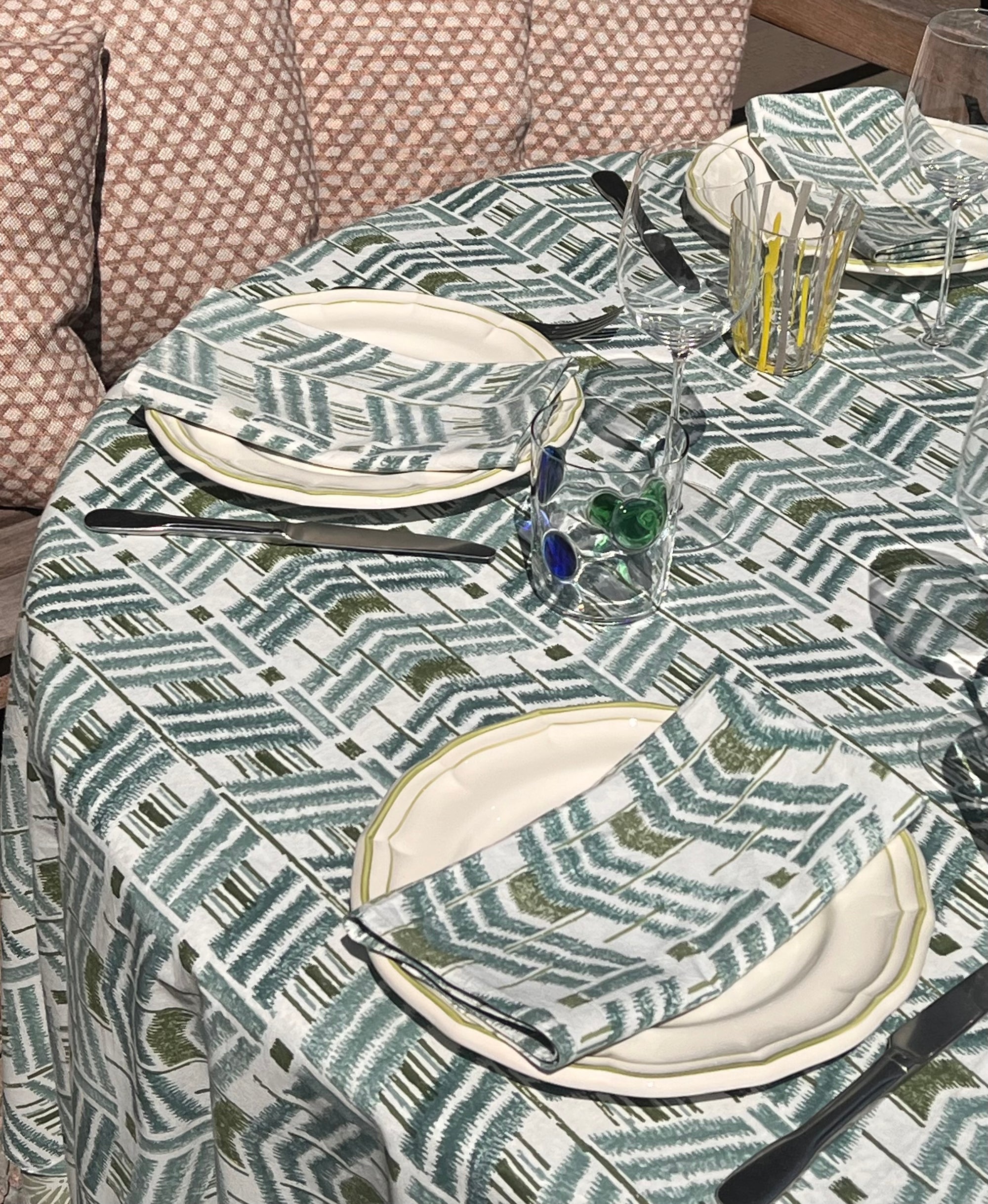 ‘The Ikat’ Napkin Set - Blue Green