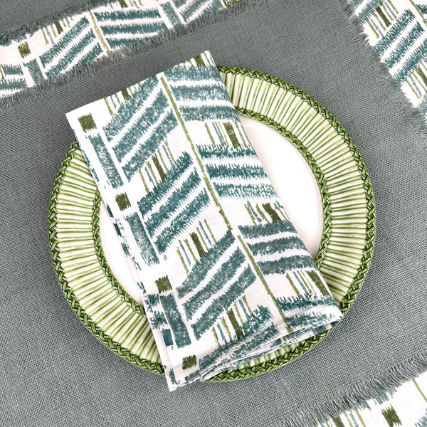 ‘The Ikat’ Napkin Set - Blue Green