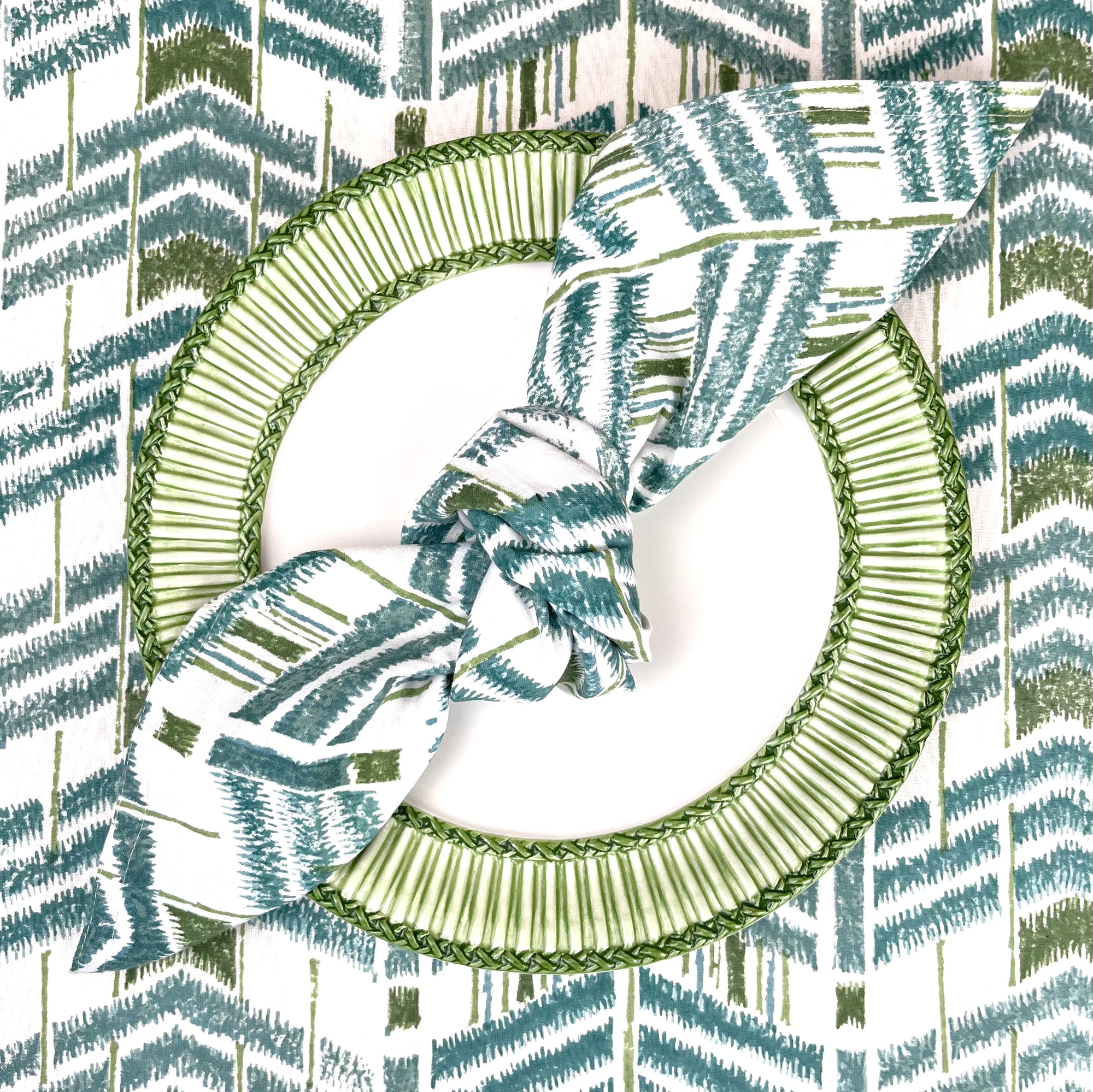 ‘The Ikat’ Napkin Set - Blue Green