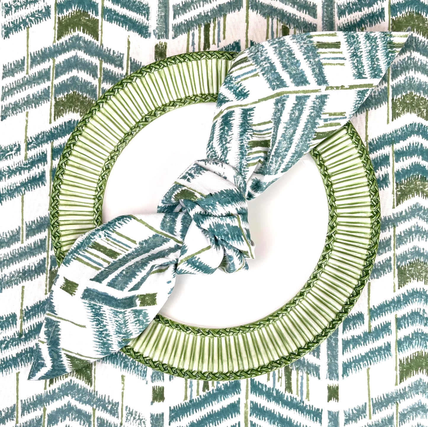 ‘The Ikat’ Napkin Set - Blue Green