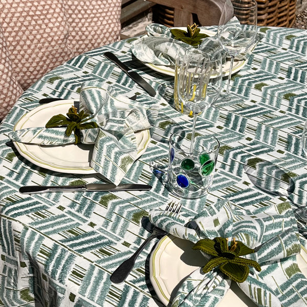 ‘The Ikat’ Tablecloth - Blue Green