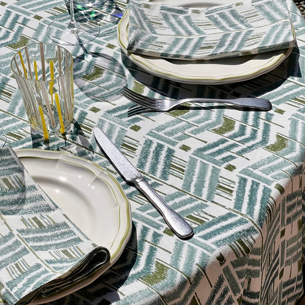 ‘The Ikat’ Tablecloth - Blue Green